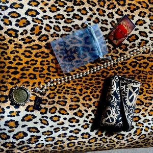 Virgins, Saints and Angels (VSA) pearl rosary necklace with San Benito Cross